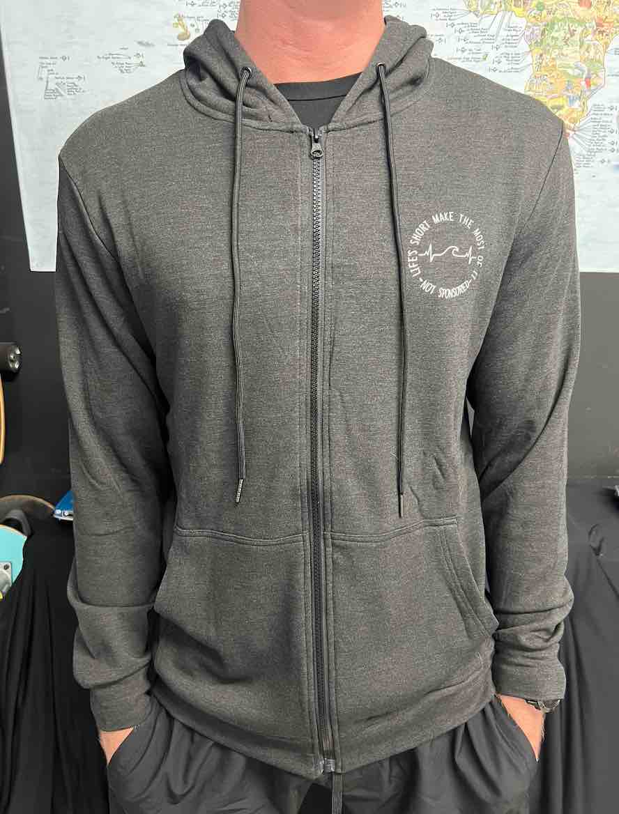 Bamboo Zippered Hoodie Lifes Short Grey